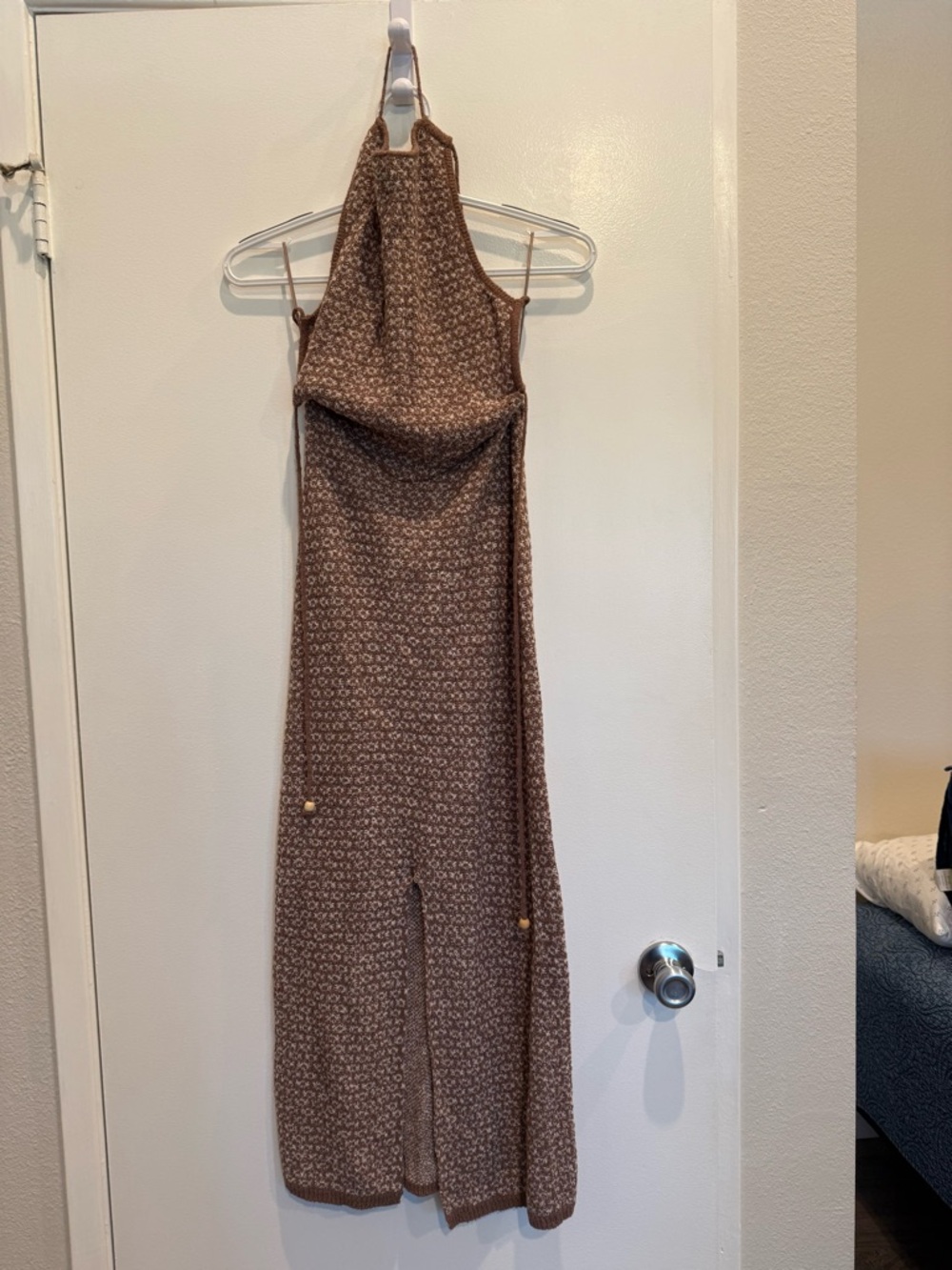 Free People Brown Printed Halter Maxi Dress